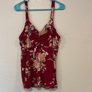 SHEIN Red Floral Tank Top